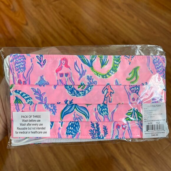 NWT Lilly Pulitzer Lilly’s Favorite Rainbow Pack 3 Masks Sealed Package One SZ - Picture 2 of 2